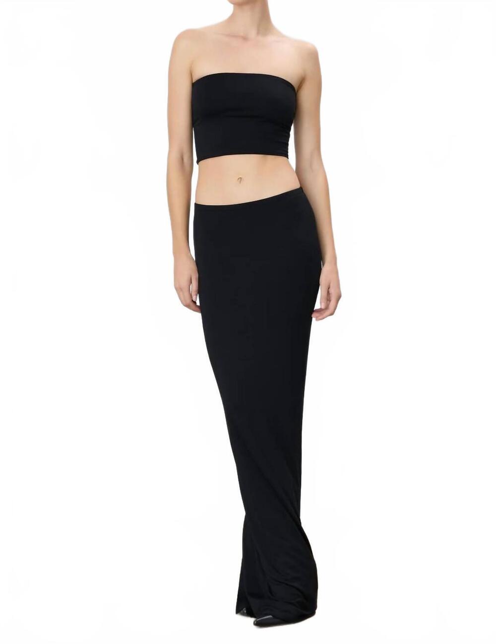 NEW ETERNE soft jersey maxi skirt in black